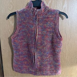 Talbots Vintage Women’s Wool Blend Multicolor Vest Full Zip Size Large